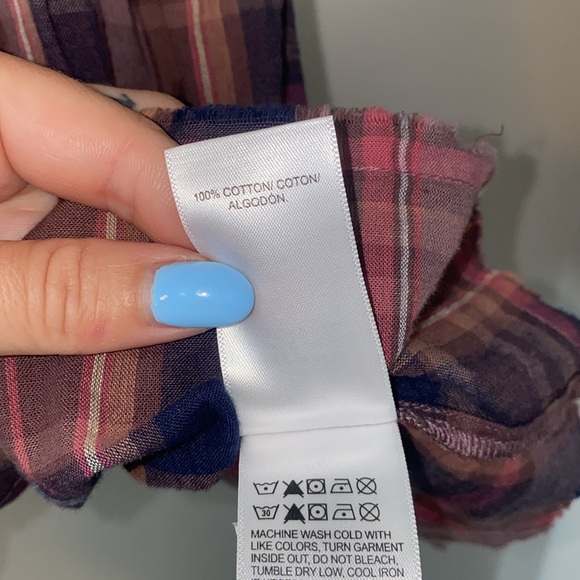 Lucky Brand 100% Cotton Plaid Babydoll Top - Picture 6 of 6